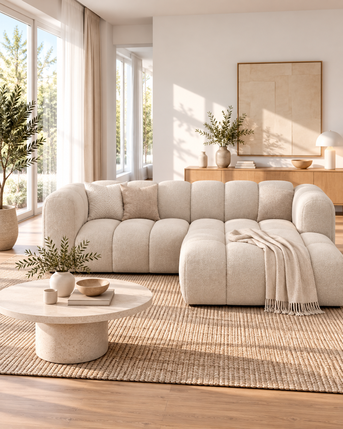PolsterOase Ecksofa – Grandé Ecksofa aus Bouclé, Dreisitzer, 230 cm – zusätzliche Produktansicht