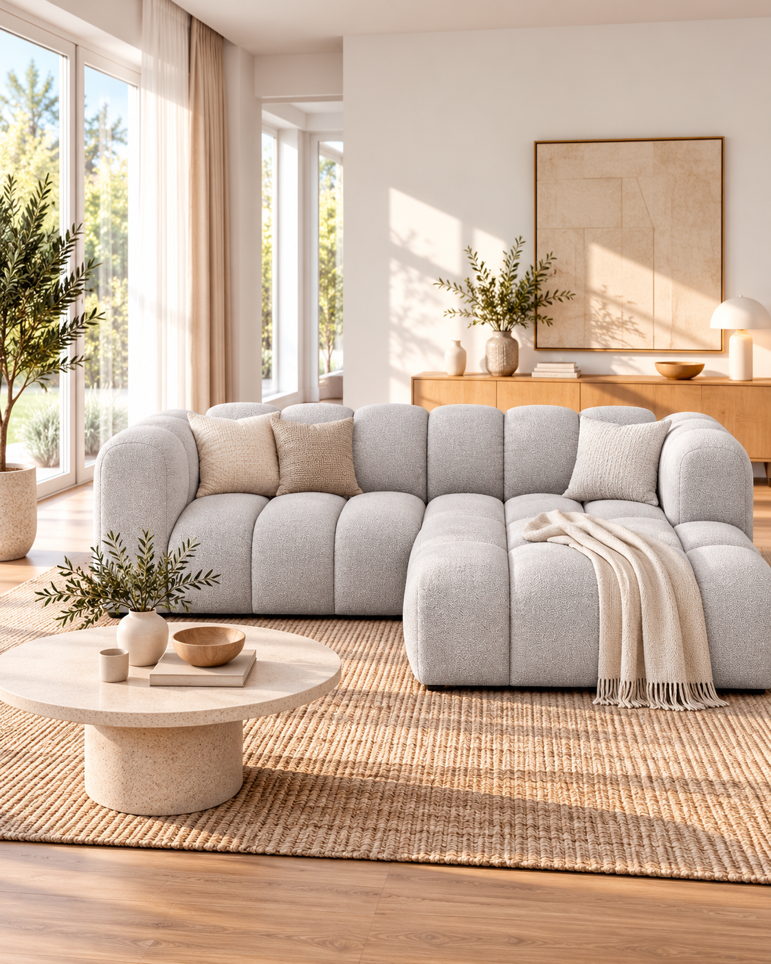 PolsterOase Ecksofa – Grandé Ecksofa aus Bouclé, Dreisitzer, 230 cm – zusätzliche Produktansicht