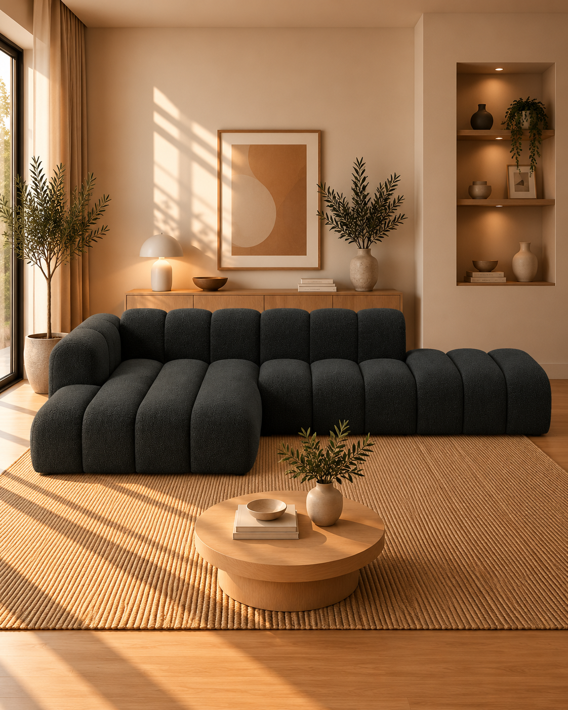 PolsterOase Modulsofa – Grandé offenes Ecksofa, 5-Sitzer, 299 cm in Bouclé – zusätzliche Produktansicht