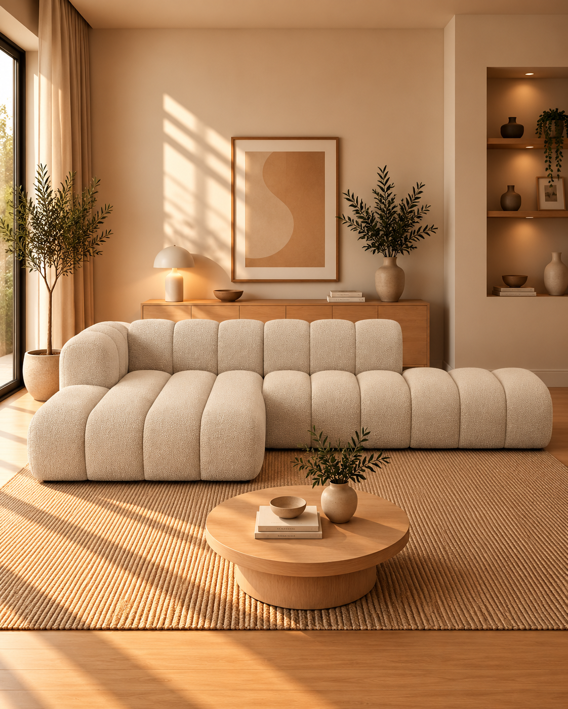 PolsterOase Modulsofa – Grandé offenes Ecksofa, 5-Sitzer, 299 cm in Bouclé – zusätzliche Produktansicht