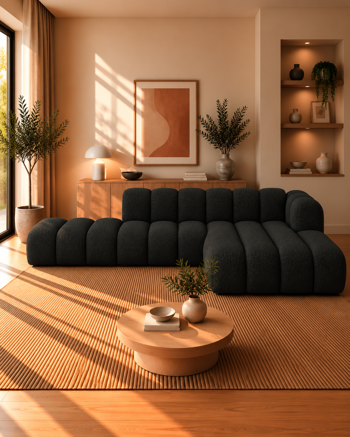 PolsterOase Modulsofa – Grandé offenes Ecksofa, 5-Sitzer, 299 cm in Bouclé – zusätzliche Produktansicht