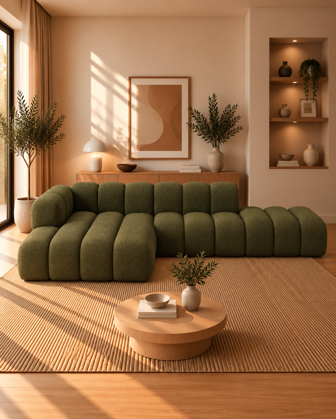 PolsterOase Modulsofa – Grandé offenes Ecksofa, 5-Sitzer, 299 cm in Bouclé – zusätzliche Produktansicht