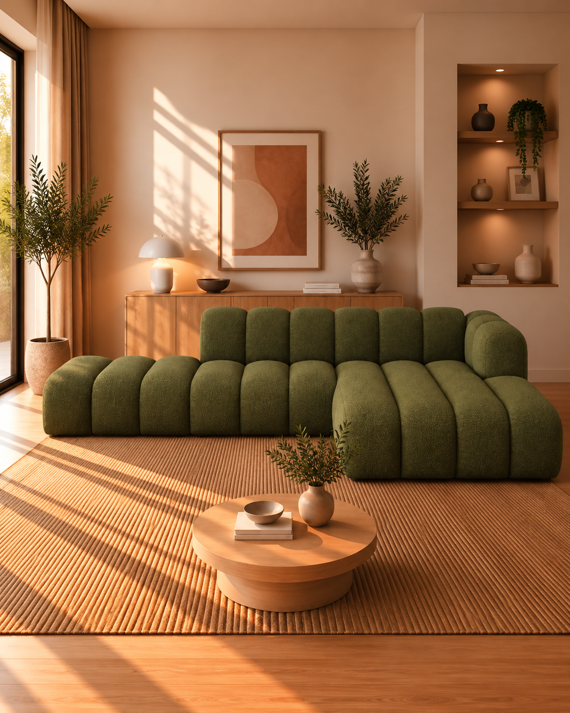 PolsterOase Modulsofa – Grandé offenes Ecksofa, 5-Sitzer, 299 cm in Bouclé – zusätzliche Produktansicht
