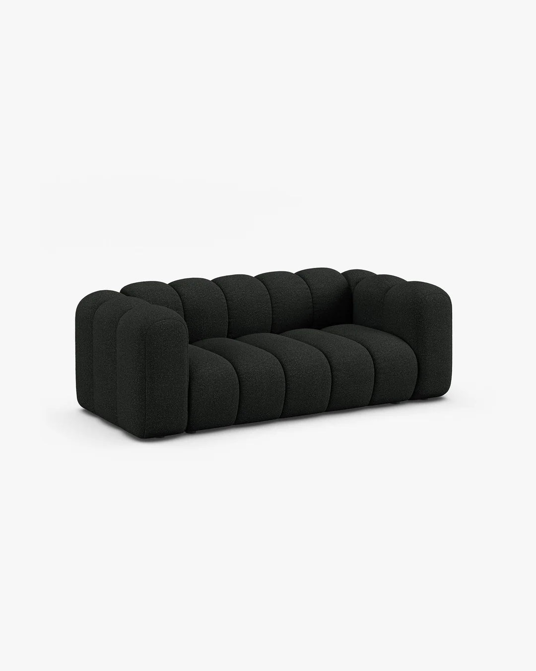 PolsterOase Modulsofa – Grandé Sofa 2-Sitzer in Bouclé, 200 cm Breite, Schwarz – Ansicht 3