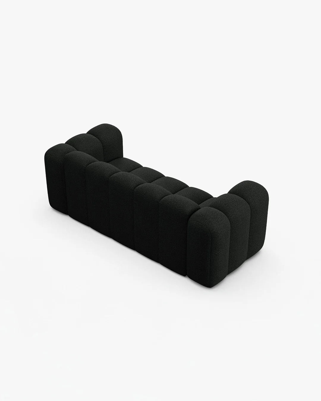 PolsterOase Modulsofa – Grandé Sofa 2-Sitzer in Bouclé, 200 cm Breite, Schwarz – Ansicht 4