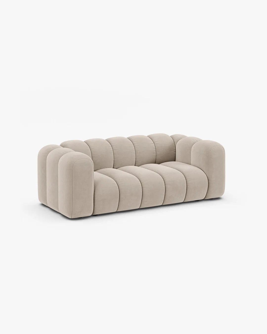PolsterOase Modulsofa – Grandé Sofa 2-Sitzer in Samt, 200 cm Breite, Beige – Ansicht 3