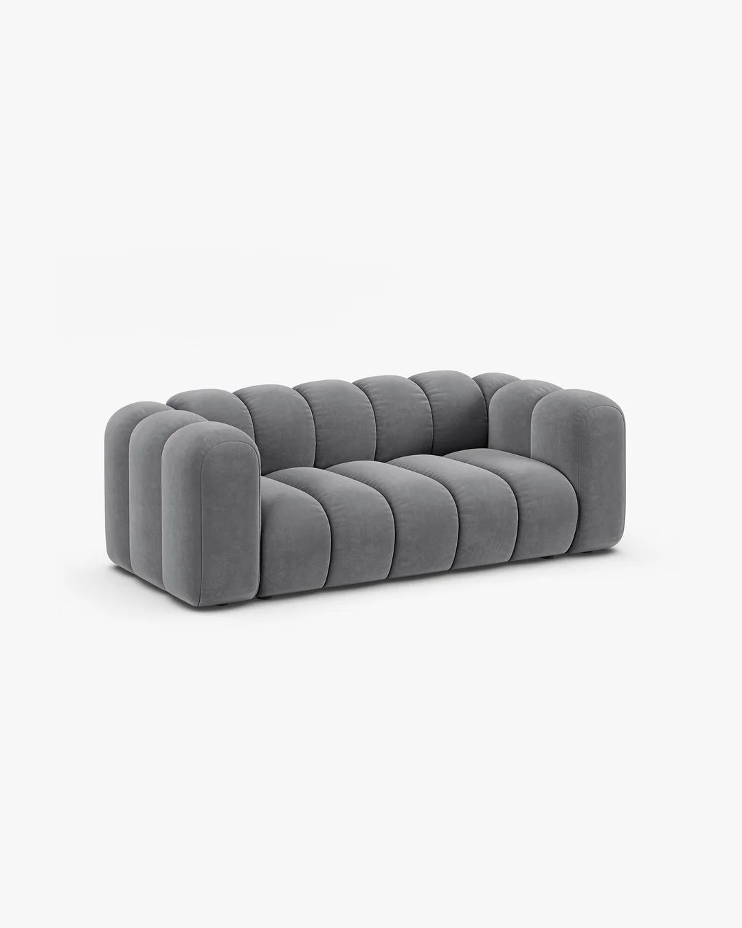 PolsterOase Modulsofa – Grandé Sofa 2-Sitzer in Samt, 200 cm Breite, Grau – Ansicht 3