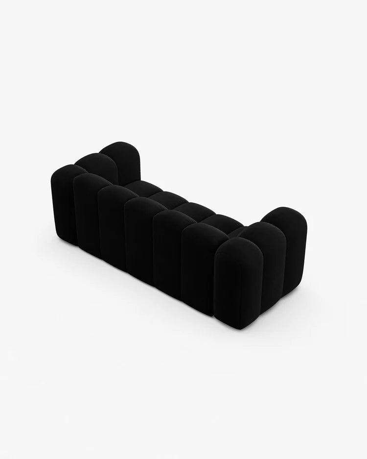 PolsterOase Modulsofa – Grandé Sofa 2-Sitzer in Samt, 200 cm Breite, Schwarz – Ansicht 4