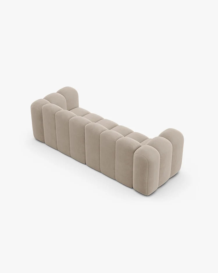 PolsterOase Modulsofa – Grandé Sofa 3-Sitzer in Samt, 230 cm Breite, Beige – Ansicht 4