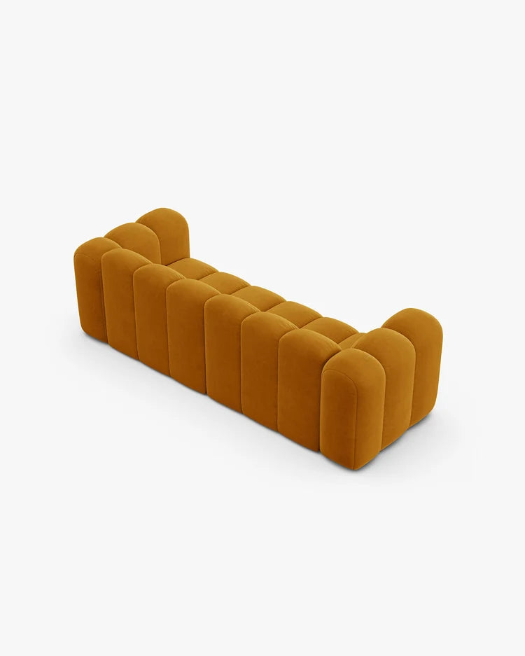PolsterOase Modulsofa – Grandé Sofa 3-Sitzer in Samt, 230 cm Breite, Gelb – Ansicht 4