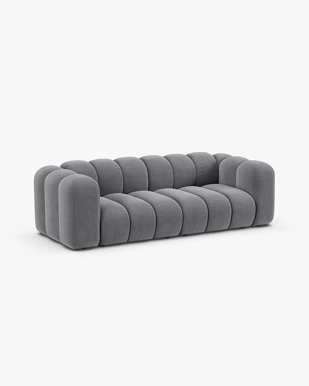 PolsterOase Modulsofa – Grandé Sofa 3-Sitzer in Samt, 230 cm Breite, Grau – Ansicht 3