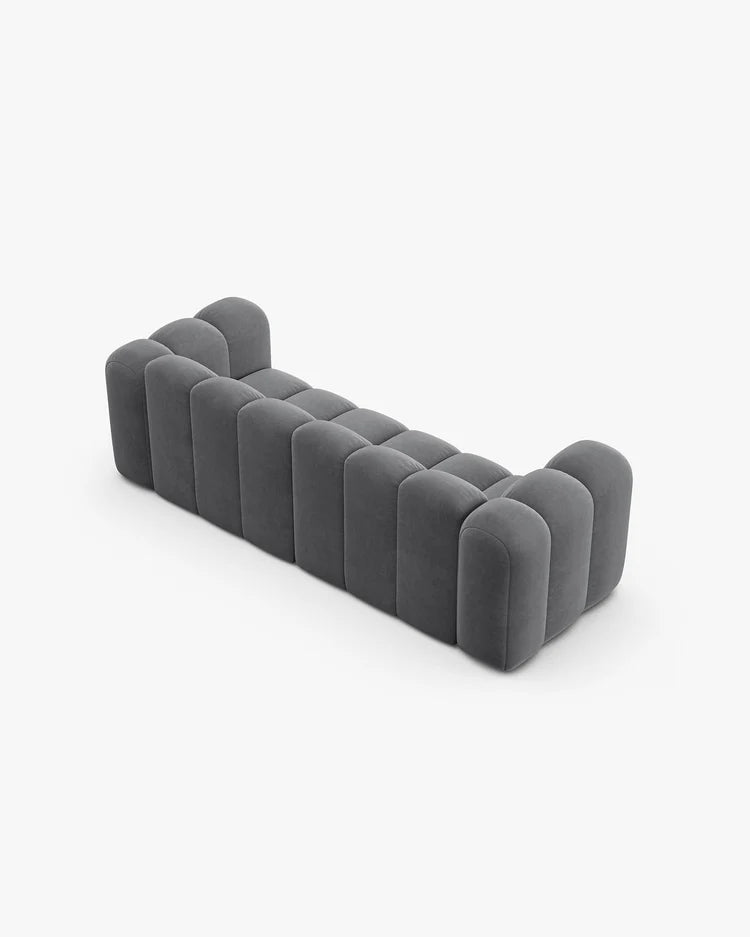 PolsterOase Modulsofa – Grandé Sofa 3-Sitzer in Samt, 230 cm Breite, Grau – Ansicht 4