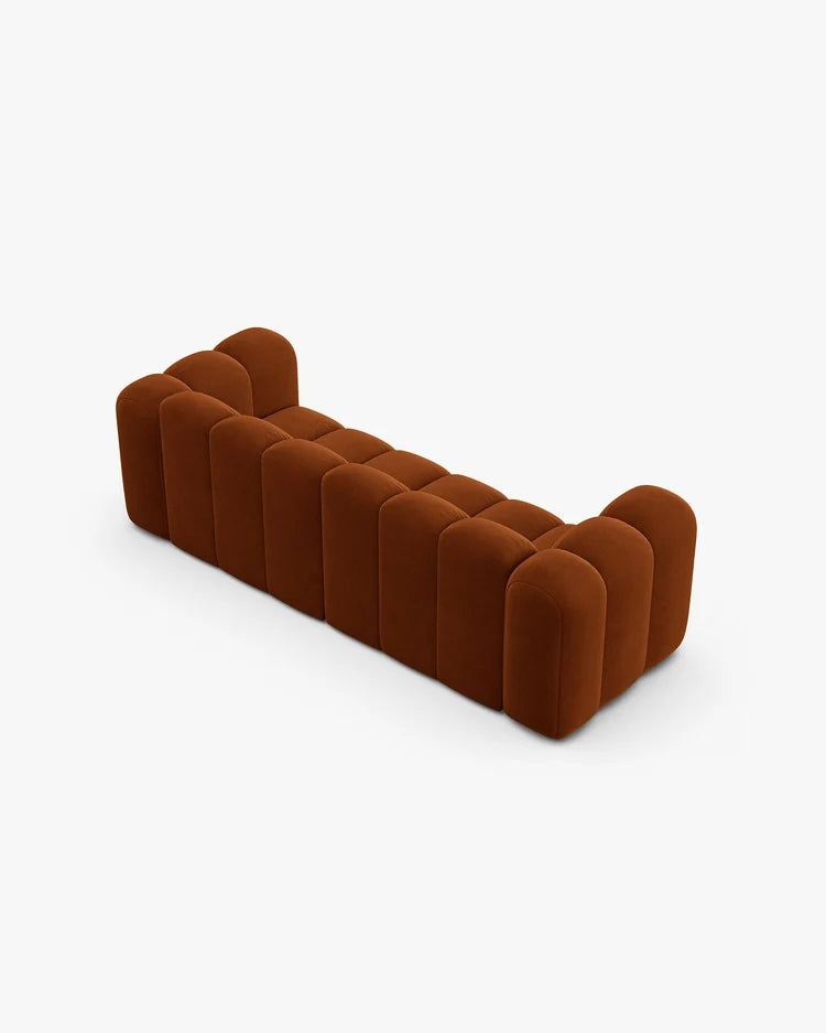 PolsterOase Modulsofa – Grandé Sofa 3-Sitzer in Samt, 230 cm Breite, Terrakotta – Ansicht 4