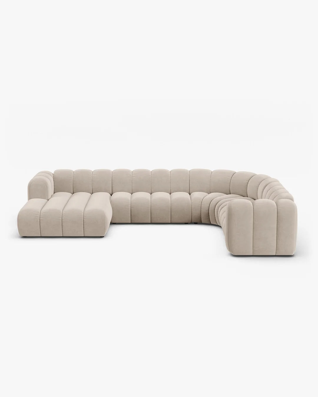 PolsterOase Modulsofa – Grandé Wohnlandschaft 6-Sitzer in Samt, 370 cm Breite, Beige – Ansicht 1