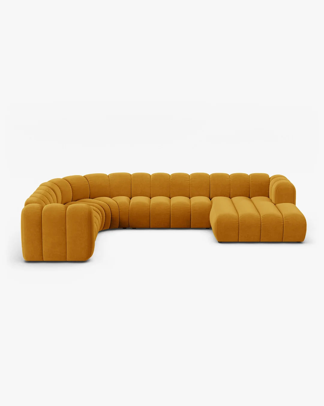 PolsterOase Modulsofa – Grandé Wohnlandschaft 6-Sitzer in Samt, 370 cm Breite, Gelb – Ansicht 1