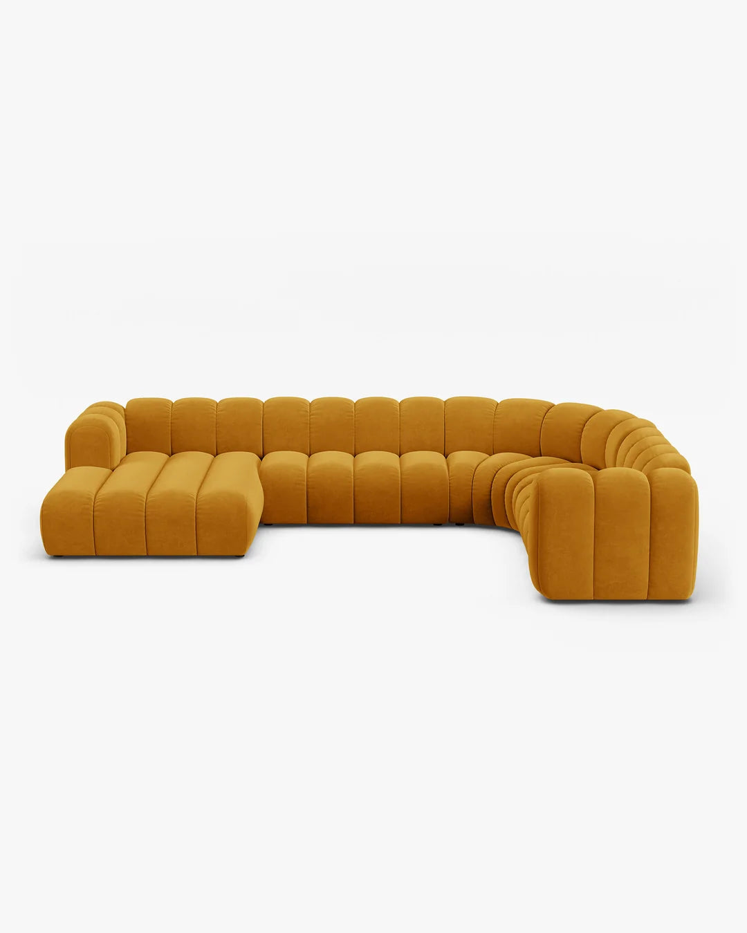 PolsterOase Modulsofa – Grandé Wohnlandschaft 6-Sitzer in Samt, 370 cm Breite, Gelb – Ansicht 1