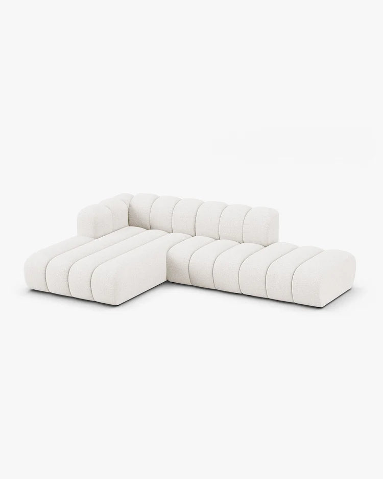 PolsterOase Modulsofa – Grandé offenes Ecksofa 5-Sitzer in Bouclé, 299 cm Breite, Weiß – Ansicht 3