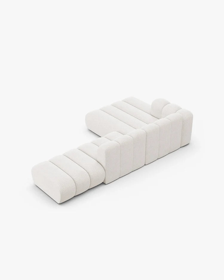 PolsterOase Modulsofa – Grandé offenes Ecksofa 5-Sitzer in Bouclé, 299 cm Breite, Weiß – Ansicht 5