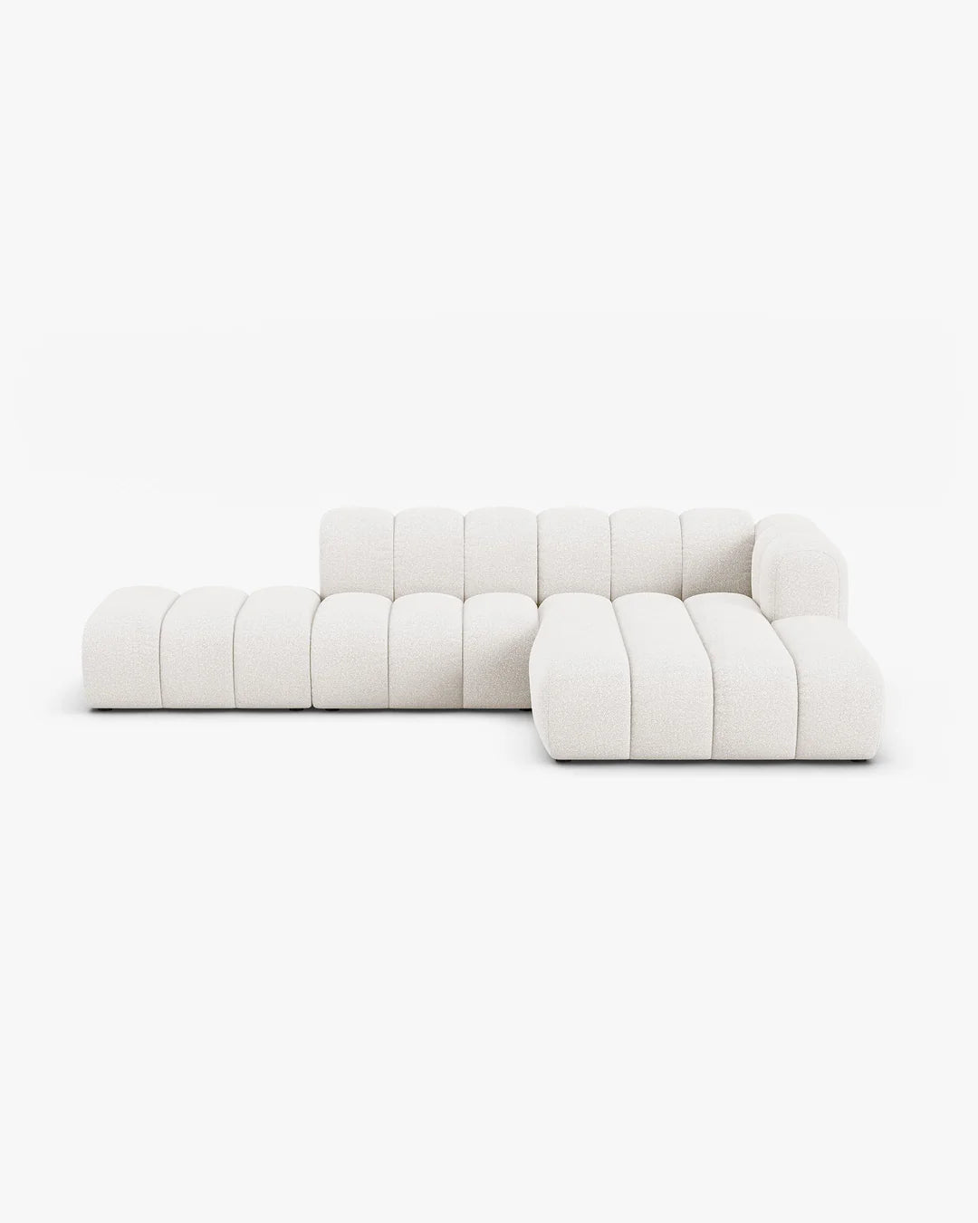 PolsterOase Modulsofa – Grandé offenes Ecksofa 5-Sitzer in Bouclé, 299 cm Breite, Weiß – Ansicht 1