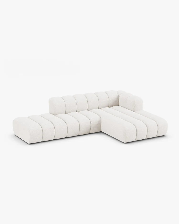 PolsterOase Modulsofa – Grandé offenes Ecksofa 5-Sitzer in Bouclé, 299 cm Breite, Weiß – Ansicht 3