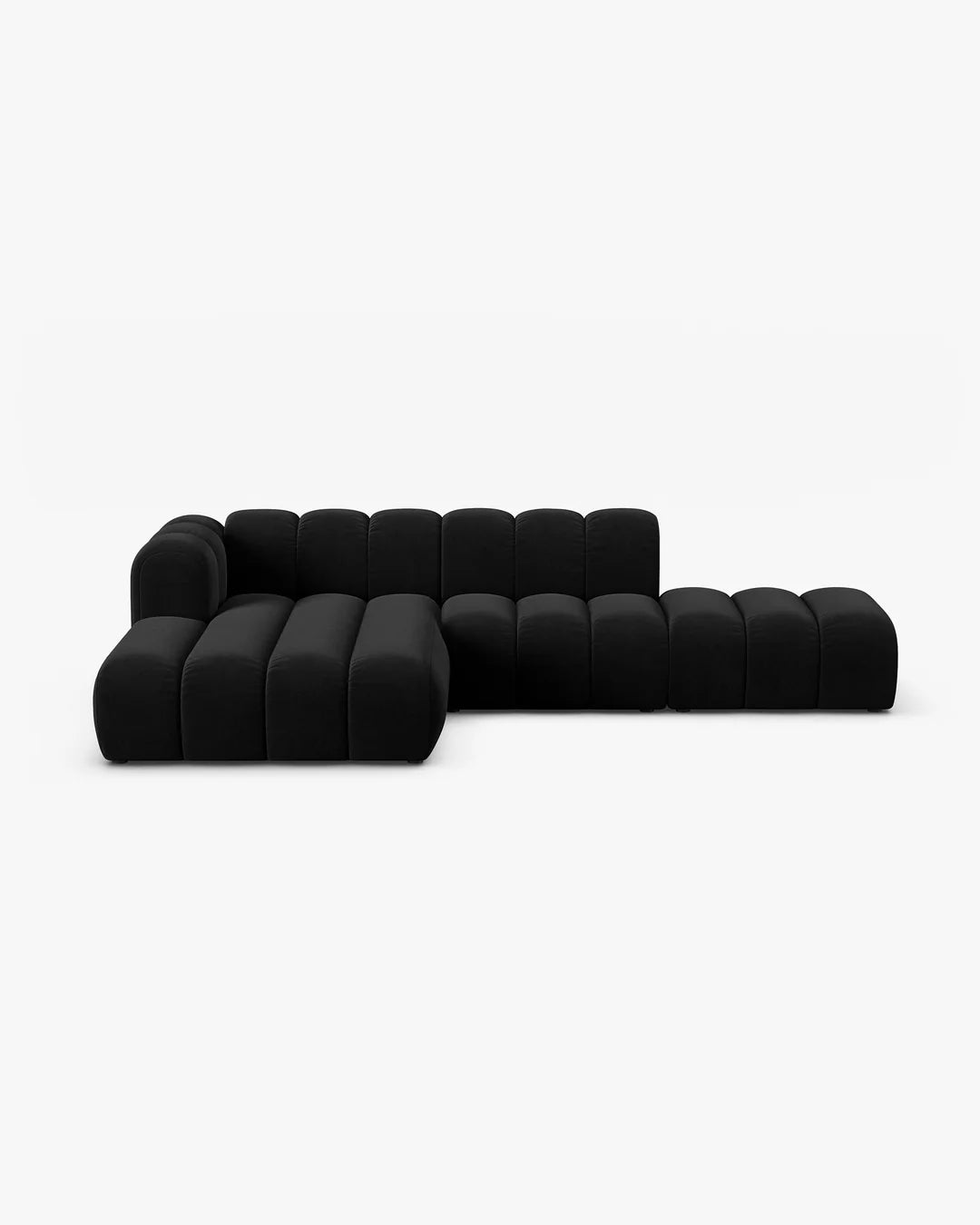 PolsterOase Modulsofa – Grandé offenes Ecksofa 5-Sitzer in Samt, 299 cm Breite, Schwarz – Ansicht 1
