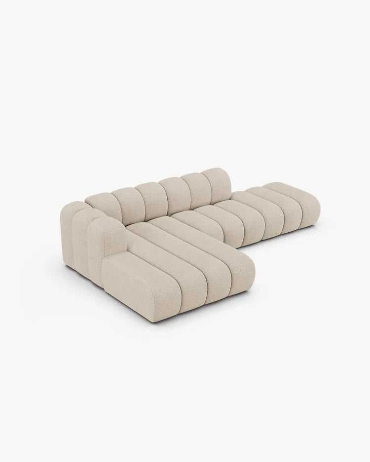 PolsterOase Modulsofa - Grandé offenes Ecksofa aus Bouclé, Fünfsitzer, 299 cm – Ansicht 04