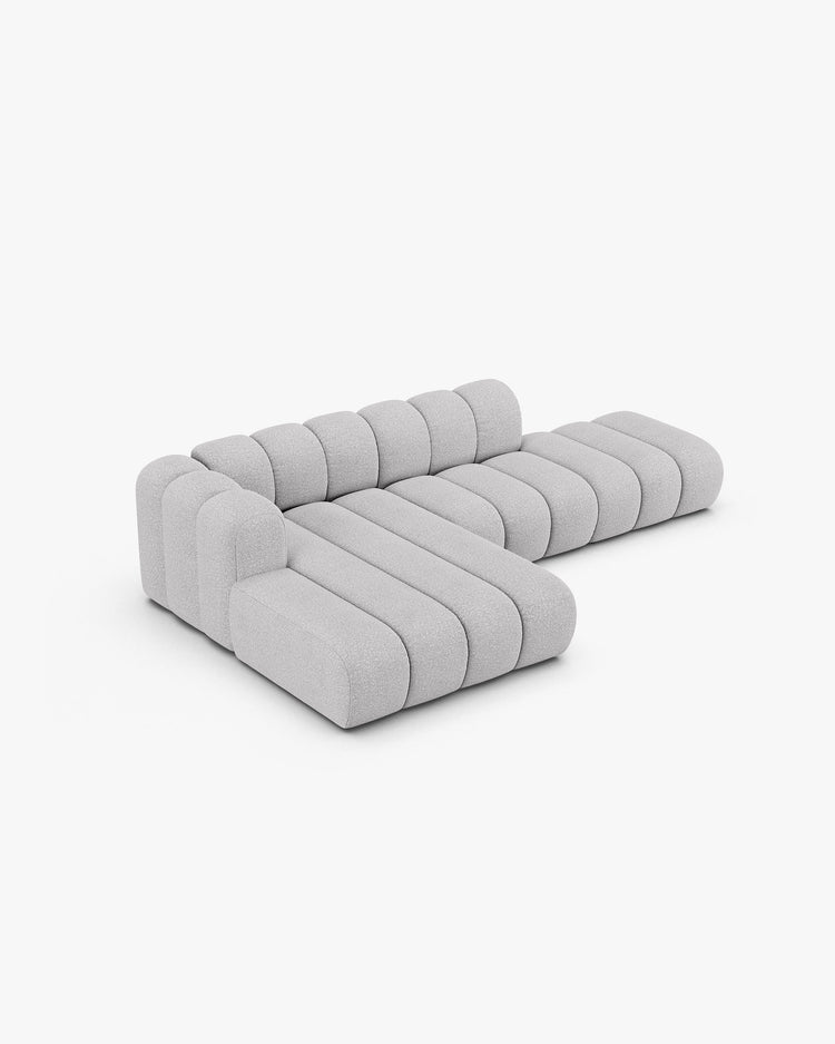 PolsterOase Modulsofa - Grandé offenes Ecksofa aus Bouclé, Fünfsitzer, 299 cm – Ansicht 23