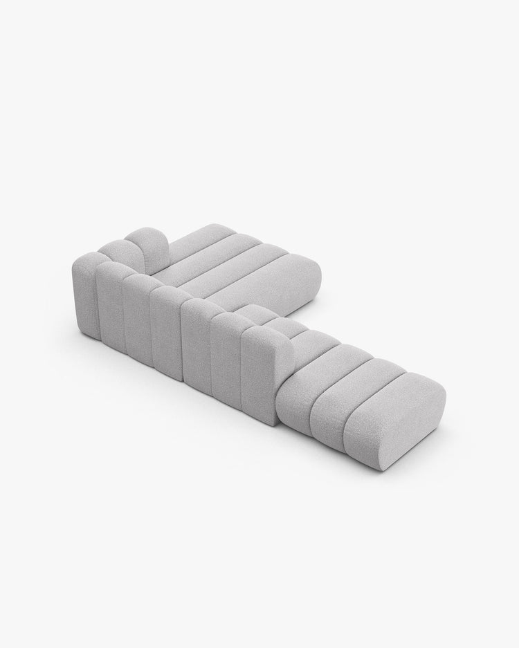 PolsterOase Modulsofa - Grandé offenes Ecksofa aus Bouclé, Fünfsitzer, 299 cm – Ansicht 29