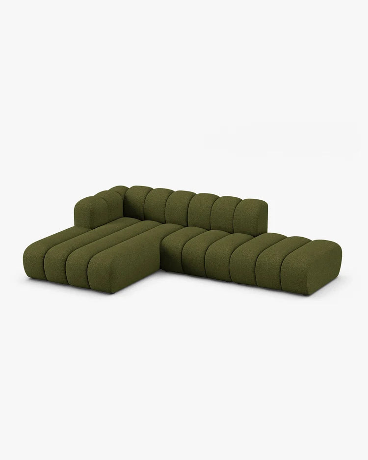 PolsterOase Modulsofa - Grandé offenes Ecksofa aus Bouclé, Fünfsitzer, 299 cm – Ansicht 32