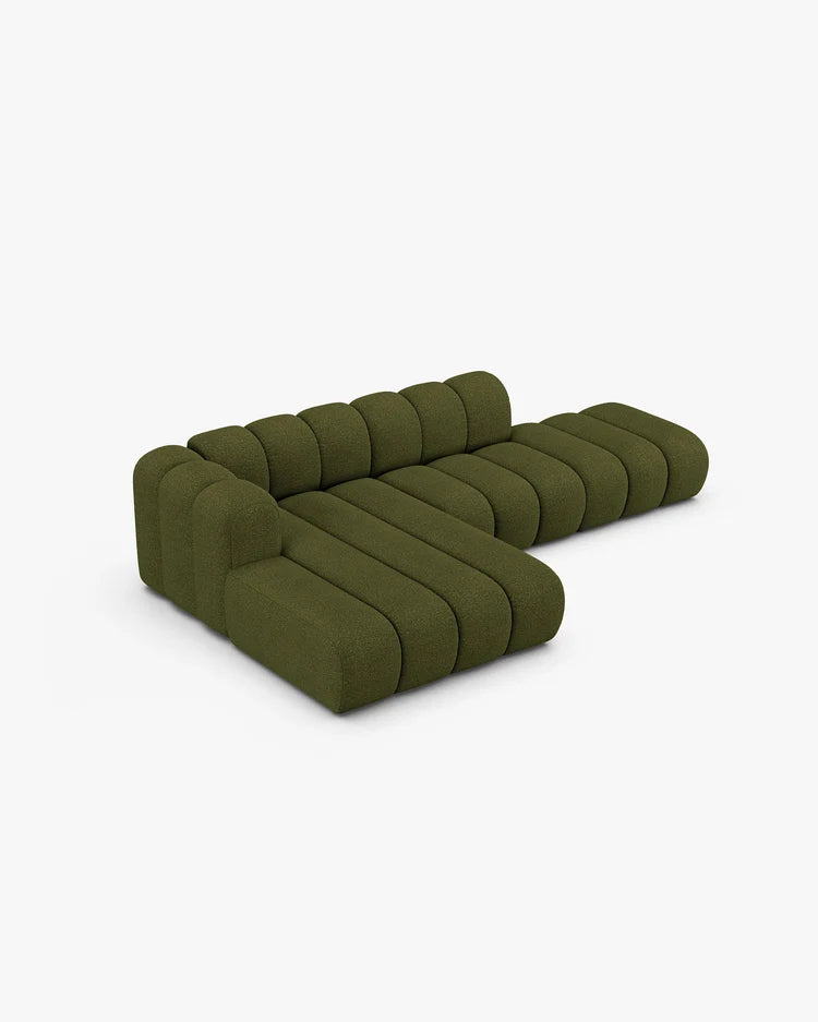 PolsterOase Modulsofa - Grandé offenes Ecksofa aus Bouclé, Fünfsitzer, 299 cm – Ansicht 33