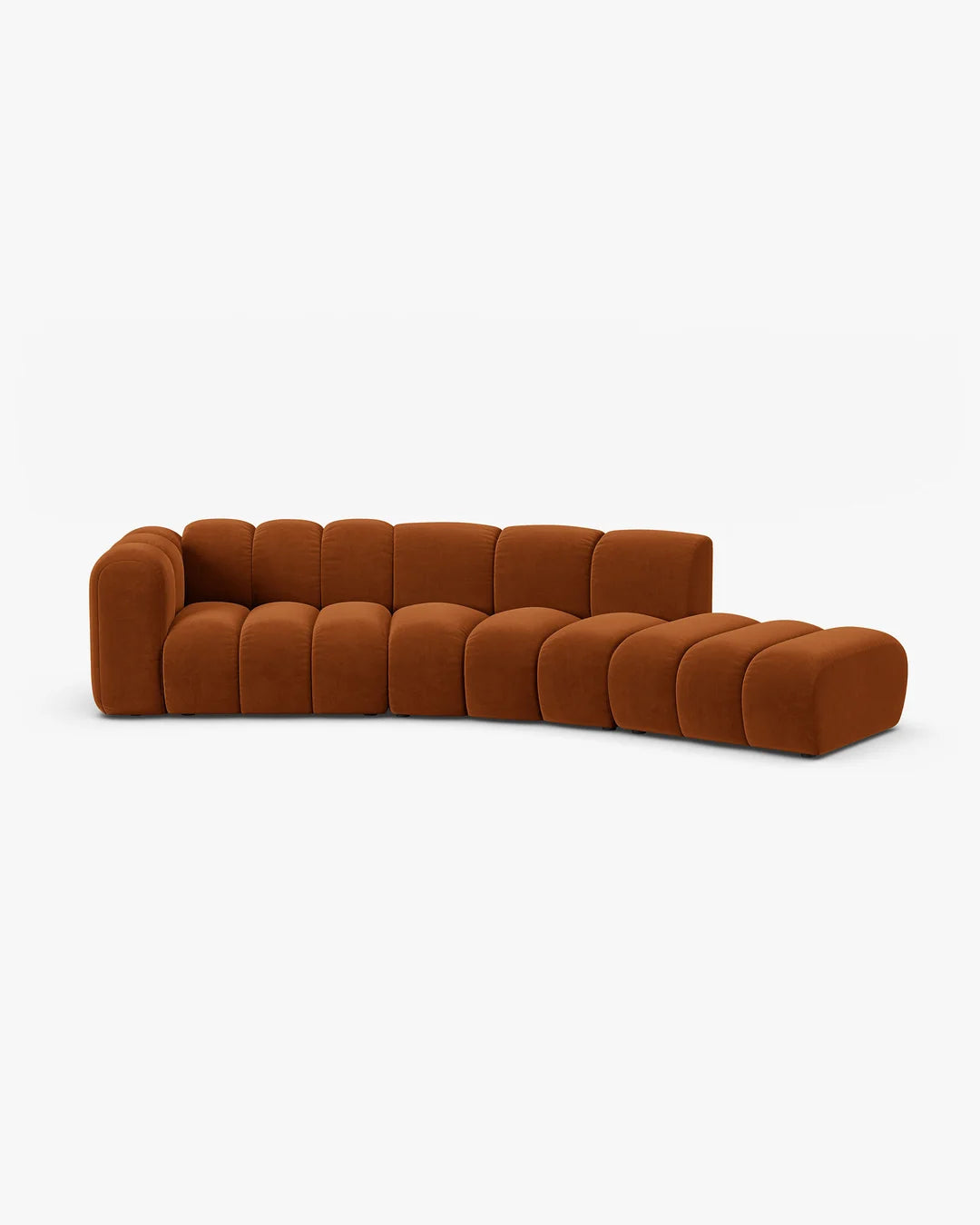 PolsterOase Modulsofa – Grandé offenes rundes Sofa 5-Sitzer in Samt, 335 cm Breite, Terrakotta – Ansicht 1