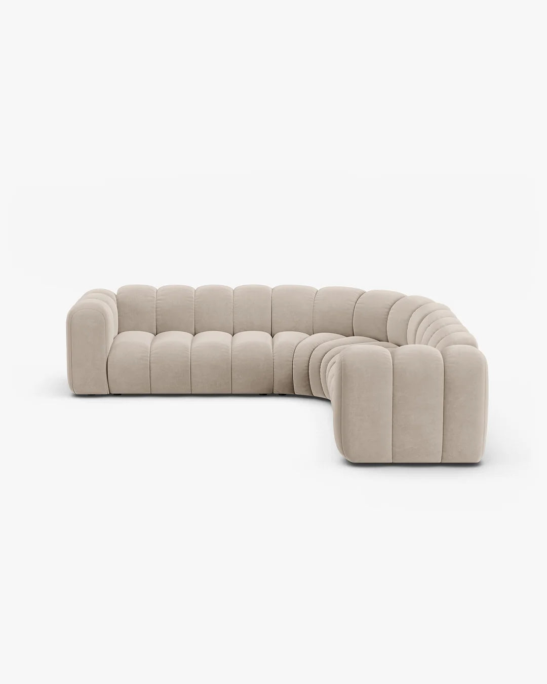 PolsterOase Modulsofa – Grandé symmetrisches Ecksofa 5-Sitzer in Samt, 280 cm Breite, Beige – Ansicht 1