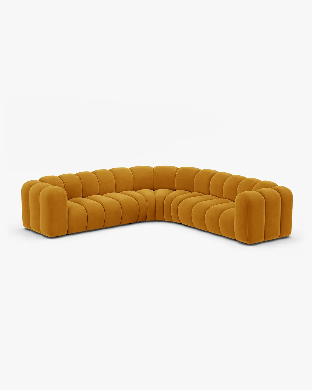 PolsterOase Modulsofa – Grandé symmetrisches Ecksofa 5-Sitzer in Samt, 280 cm Breite, Gelb – Ansicht 3
