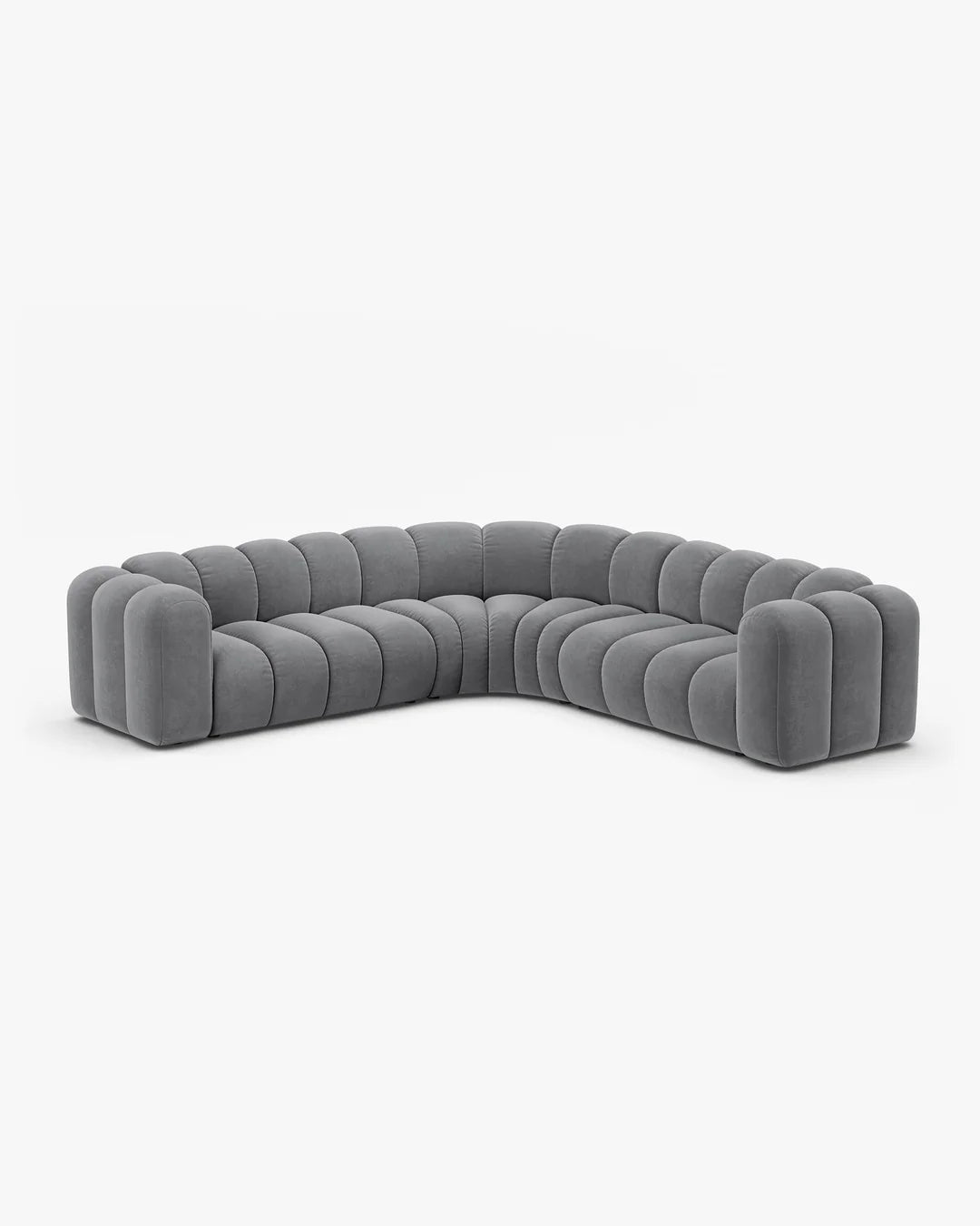 PolsterOase Modulsofa – Grandé symmetrisches Ecksofa 5-Sitzer in Samt, 280 cm Breite, Grau – Ansicht 3