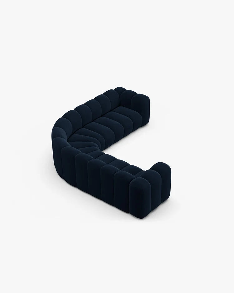 PolsterOase Modulsofa – Grandé symmetrisches Ecksofa 5-Sitzer in Samt, 280 cm Breite, Königsblau – Ansicht 4