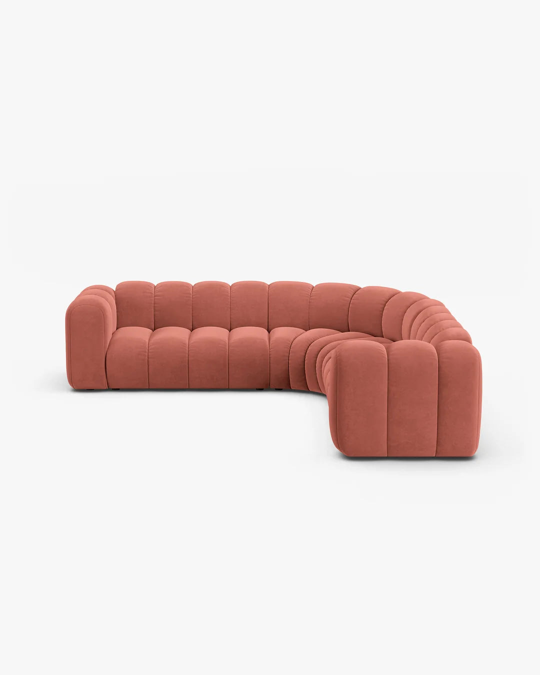 PolsterOase Modulsofa – Grandé symmetrisches Ecksofa 5-Sitzer in Samt, 280 cm Breite, Korall – Ansicht 1