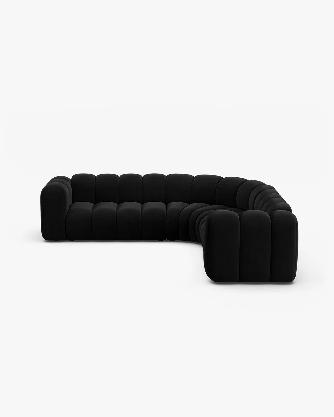 PolsterOase Modulsofa – Grandé symmetrisches Ecksofa 5-Sitzer in Samt, 280 cm Breite, Schwarz – Ansicht 1