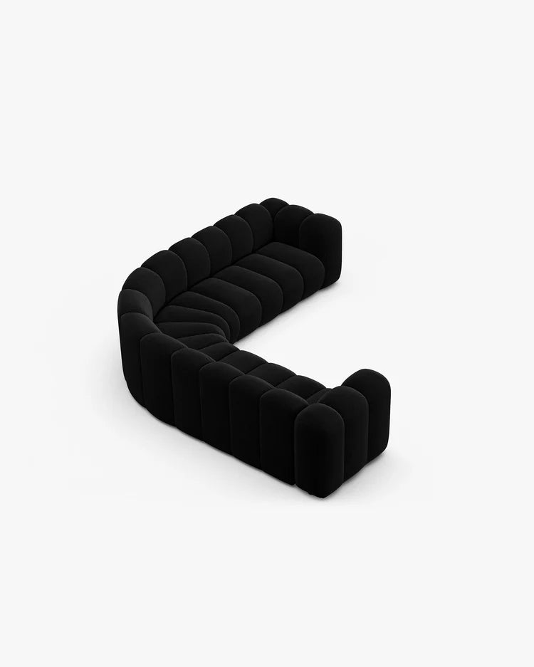 PolsterOase Modulsofa – Grandé symmetrisches Ecksofa 5-Sitzer in Samt, 280 cm Breite, Schwarz – Ansicht 4