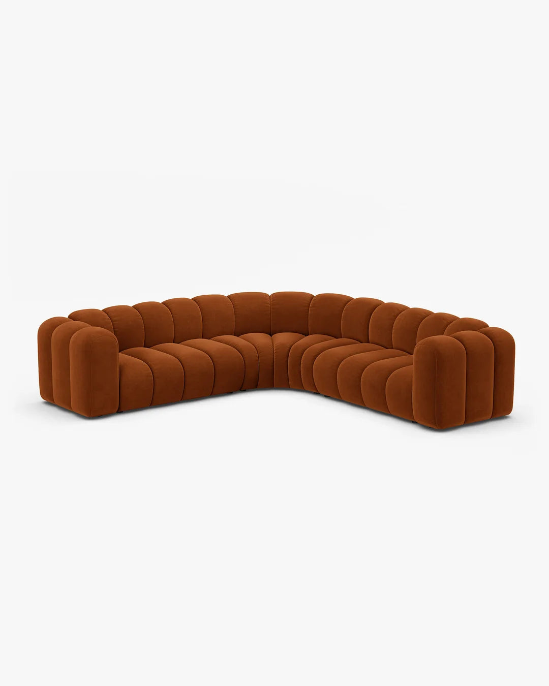PolsterOase Modulsofa – Grandé symmetrisches Ecksofa 5-Sitzer in Samt, 280 cm Breite, Terrakotta – Ansicht 3