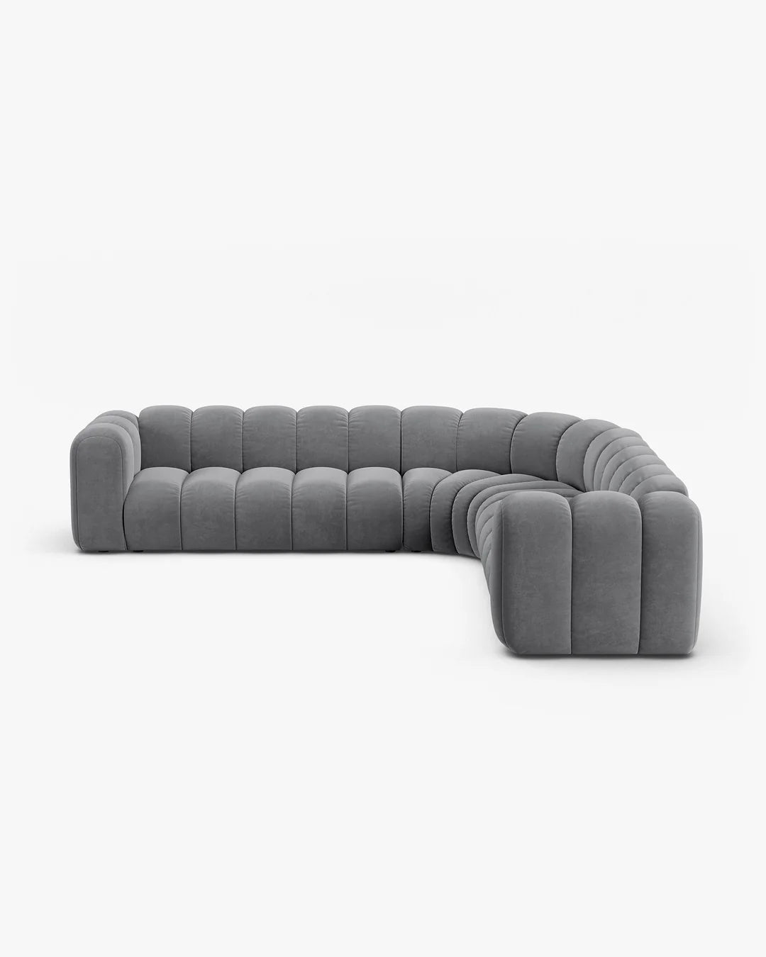 PolsterOase Modulsofa – Grandé symmetrisches Ecksofa 5-Sitzer in Samt, 309 cm Breite, Grau – Ansicht 1