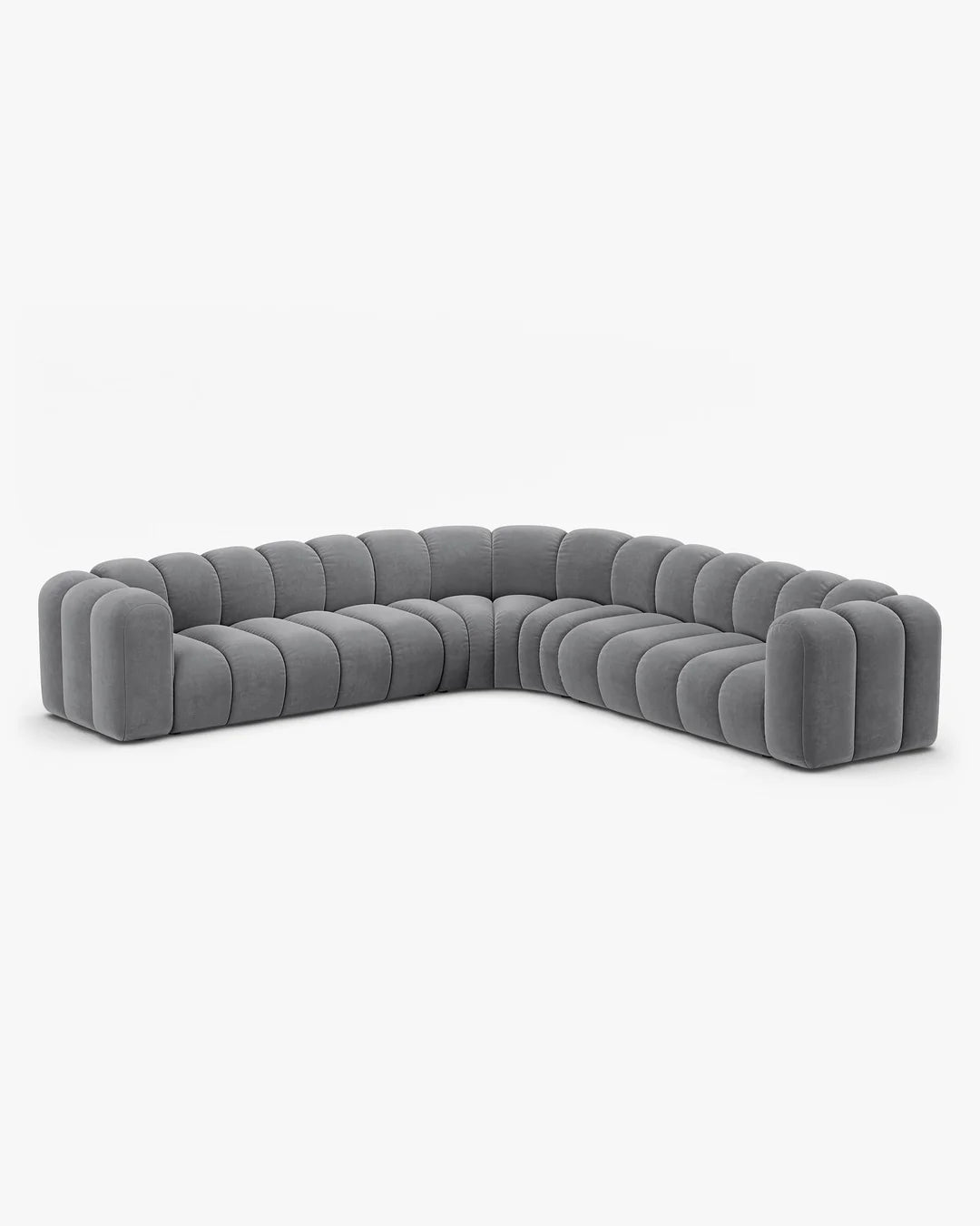 PolsterOase Modulsofa – Grandé symmetrisches Ecksofa 5-Sitzer in Samt, 309 cm Breite, Grau – Ansicht 3