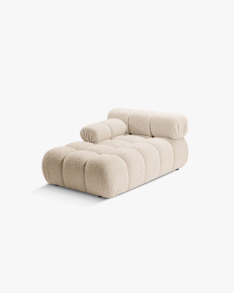 PolsterOase Modulsofa – Selene Chaiselongue mit Armlehne in Bouclé, 94 x 155 cm, Beige – Links – Ansicht 3