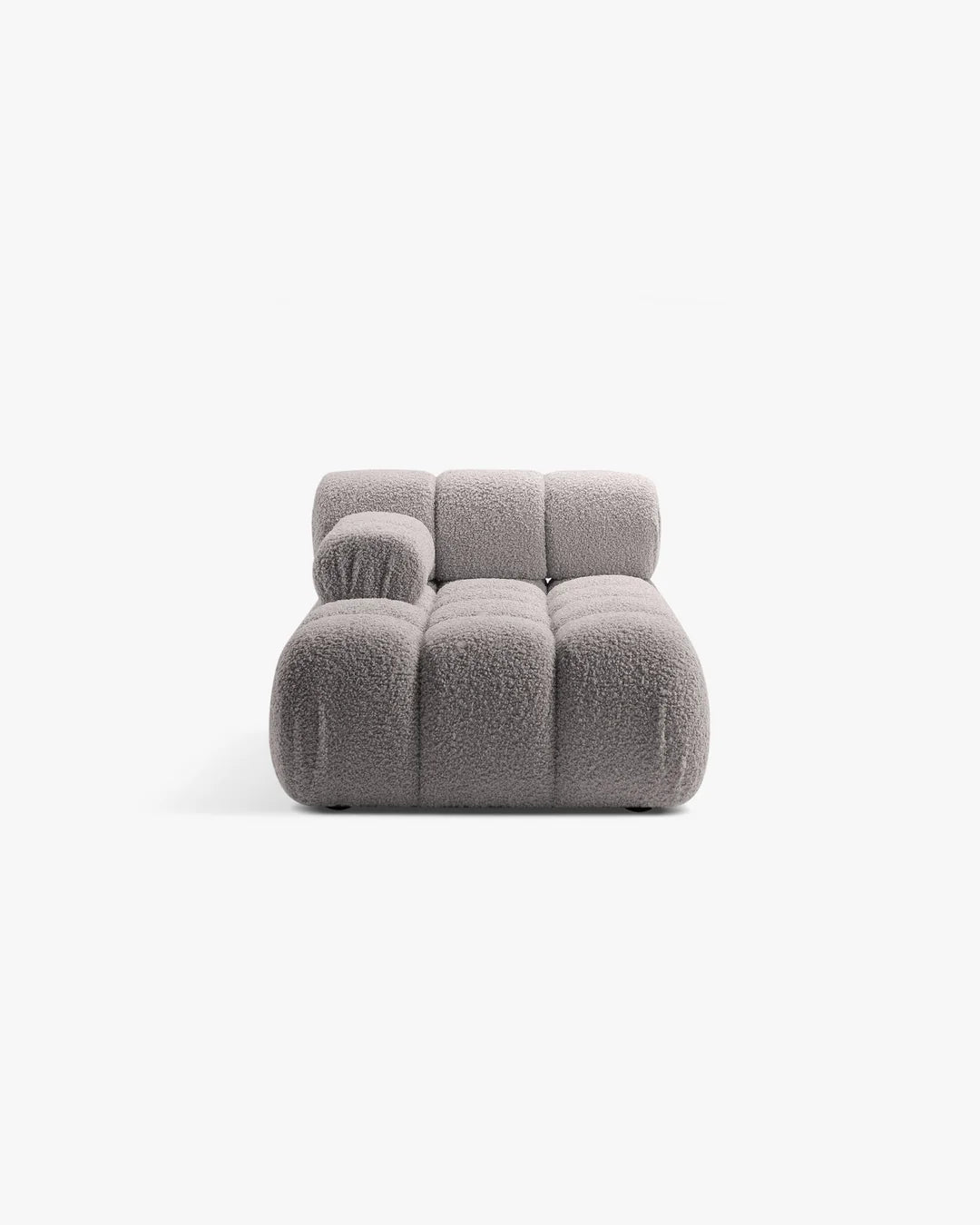PolsterOase Modulsofa – Selene Chaiselongue mit Armlehne in Bouclé, 94 x 155 cm, Grau – Links – Ansicht 1