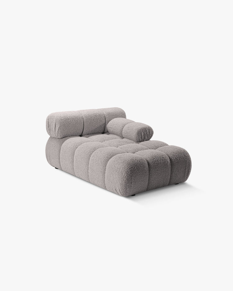 PolsterOase Modulsofa – Selene Chaiselongue mit Armlehne in Bouclé, 94 x 155 cm, Grau – Rechts – Ansicht 3
