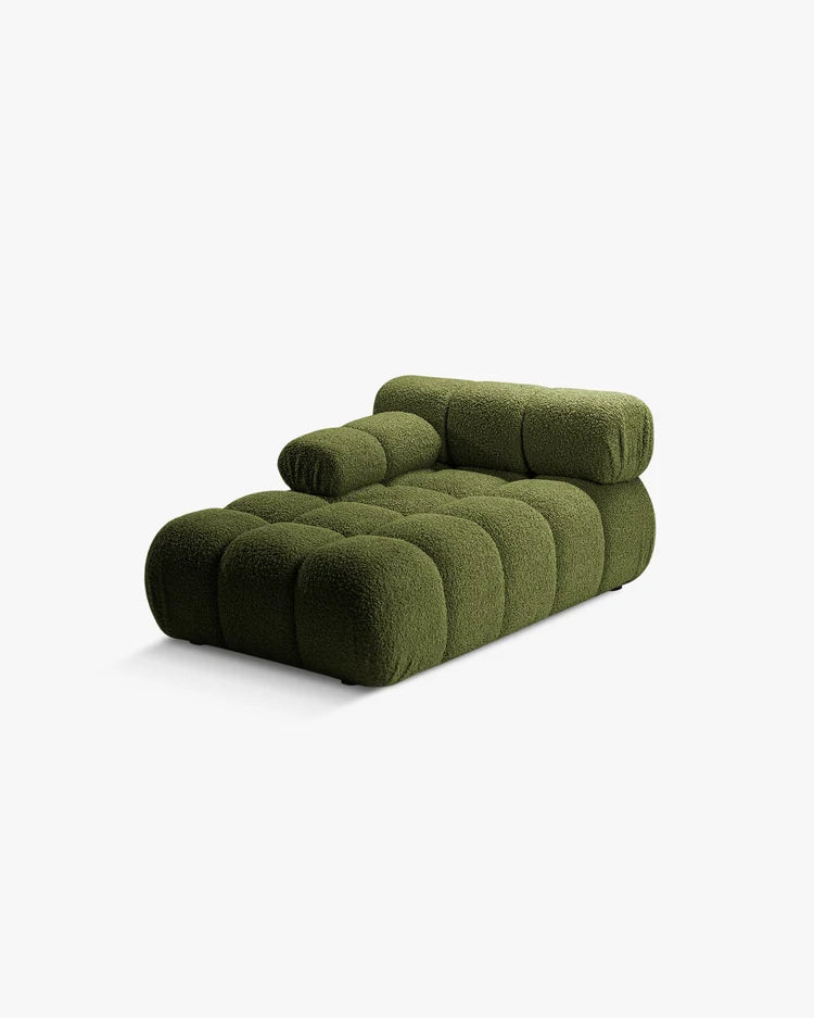 PolsterOase Modulsofa – Selene Chaiselongue mit Armlehne in Bouclé, 94 x 155 cm, Grün – Links – Ansicht 3