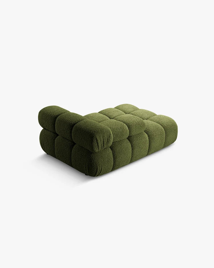 PolsterOase Modulsofa – Selene Chaiselongue mit Armlehne in Bouclé, 94 x 155 cm, Grün – Links – Ansicht 4