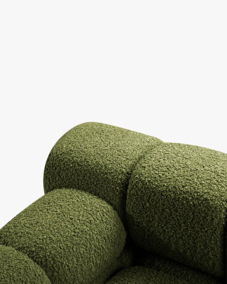 PolsterOase Modulsofa – Selene Chaiselongue mit Armlehne in Bouclé, 94 x 155 cm, Grün – Links – Ansicht 5