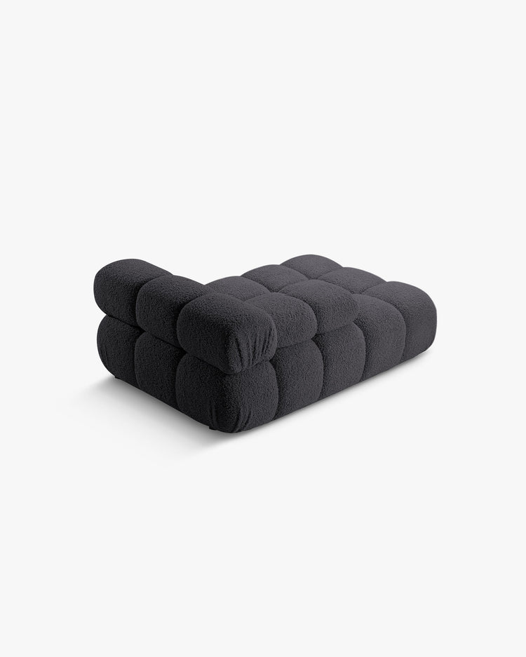 PolsterOase Modulsofa – Selene Chaiselongue mit Armlehne in Bouclé, 94 x 155 cm, Schwarz – Links – Ansicht 4