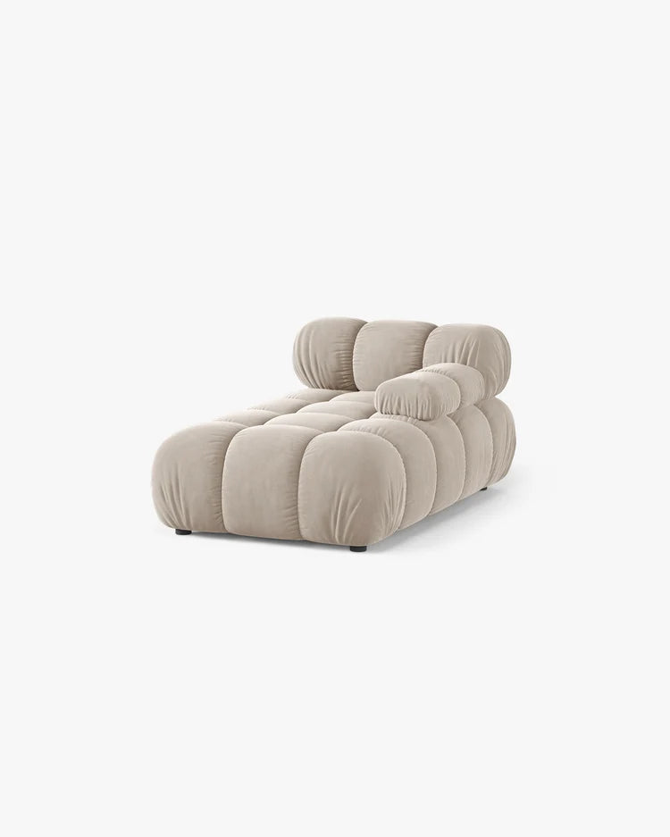 PolsterOase Modulsofa – Selene Chaiselongue mit Armlehne in Samt, 94 x 155 cm, Dunkelbeige – Rechts – Ansicht 3
