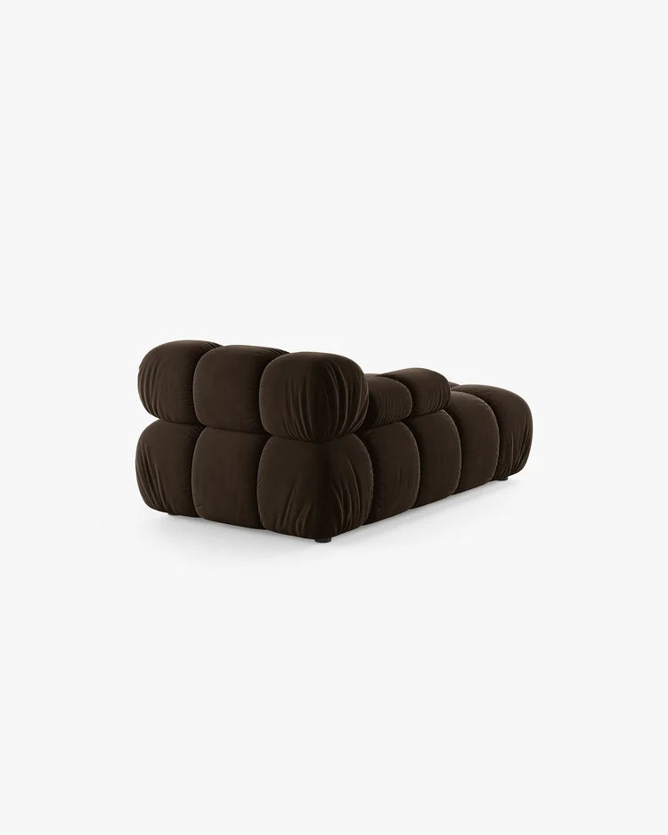 PolsterOase Modulsofa – Selene Chaiselongue mit Armlehne in Samt, 94 x 155 cm, Dunkelbraun – Links – Ansicht 4